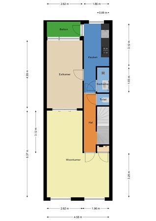 Floorplan - Watergeusstraat 43A02, 3025 HJ Rotterdam